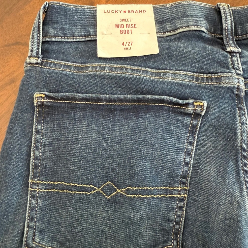 Lucky Brand Sweet Mid Rise Boot Ankle Jeans Blue Stretch 4/27A (30x30) NEW - Picture 5 of 13